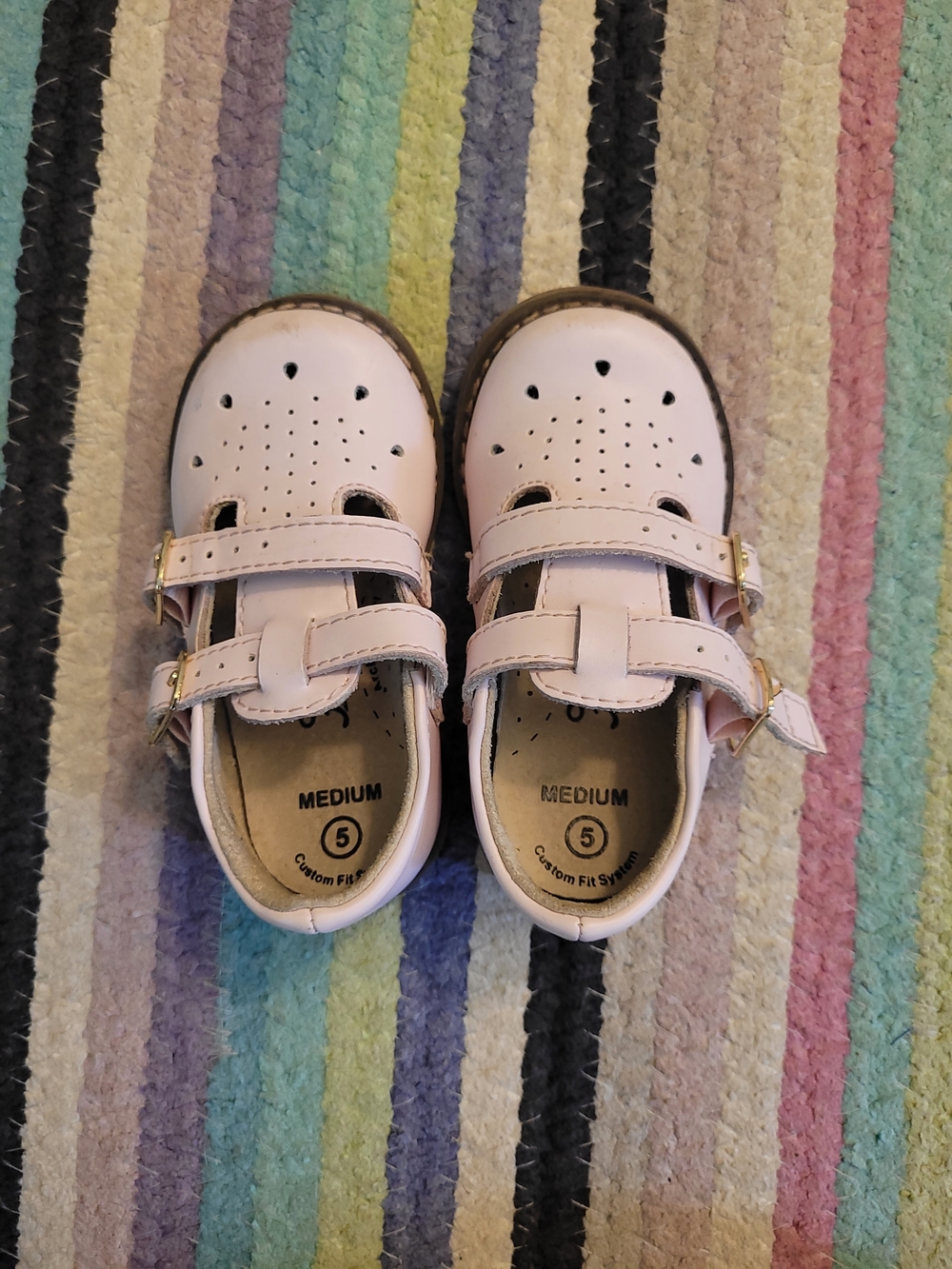 FootMates Girls Pale Pink Double-Strap Dress Shoes